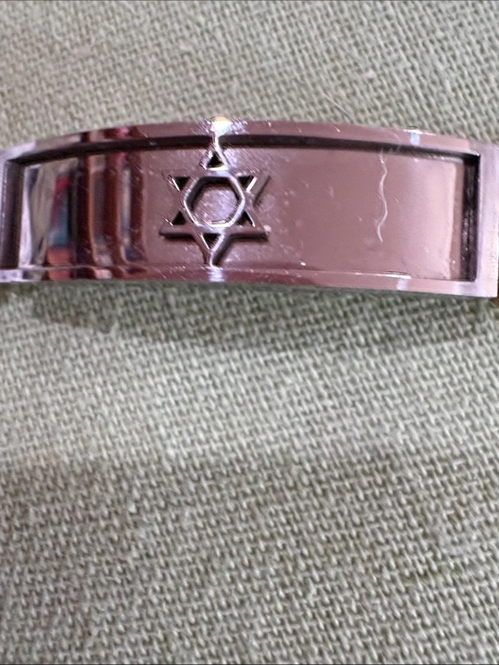 Imported-Israel-stainless steel and Silicone Bracelet with Silver Star of David